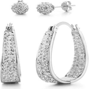 Oval Shaped Hoop Earrings for Women made Crystals